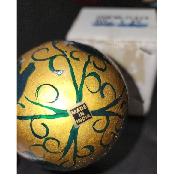 Handcrafted Gold Green Bird Dove  Ornament With Tassel NOS Made In India - Picture 7 of 8